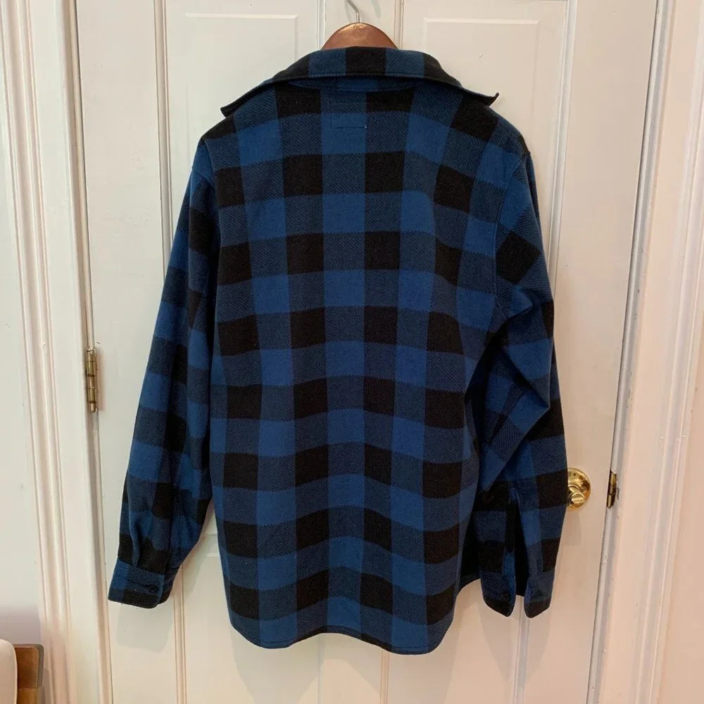 Vintage Wrangler Buffalo Plaid Fleece Overshirt Checked Fleece Shirt Jacket M - Picture 2 of 6